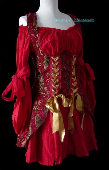 Red Renaissance Dress Costume XS