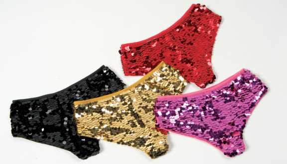 Black S/M Mirror Sequin Shorts Boyshorts Spankies Dance Bottom Brief