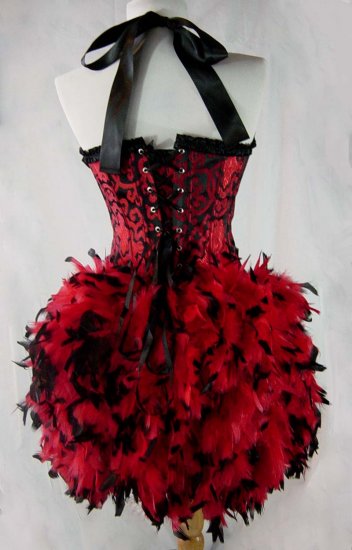 M~Red & Black Garter Strap Burlesque Moulin Costume