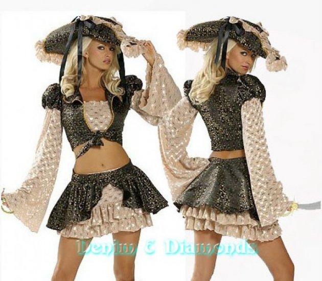 M/L Roma 7pc Caribbean Pirate Costume Skirt, Jacket, Hat, Sword +