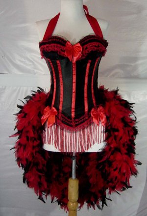 L-Red & Black Victorian Moulin Rouge Burlesque Showgirl Costume