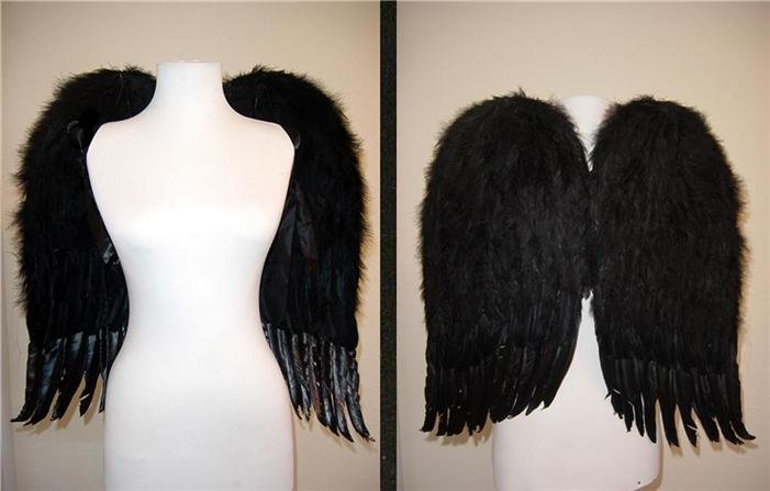 23' x 22" Large Black Feather Dark Angel Wings