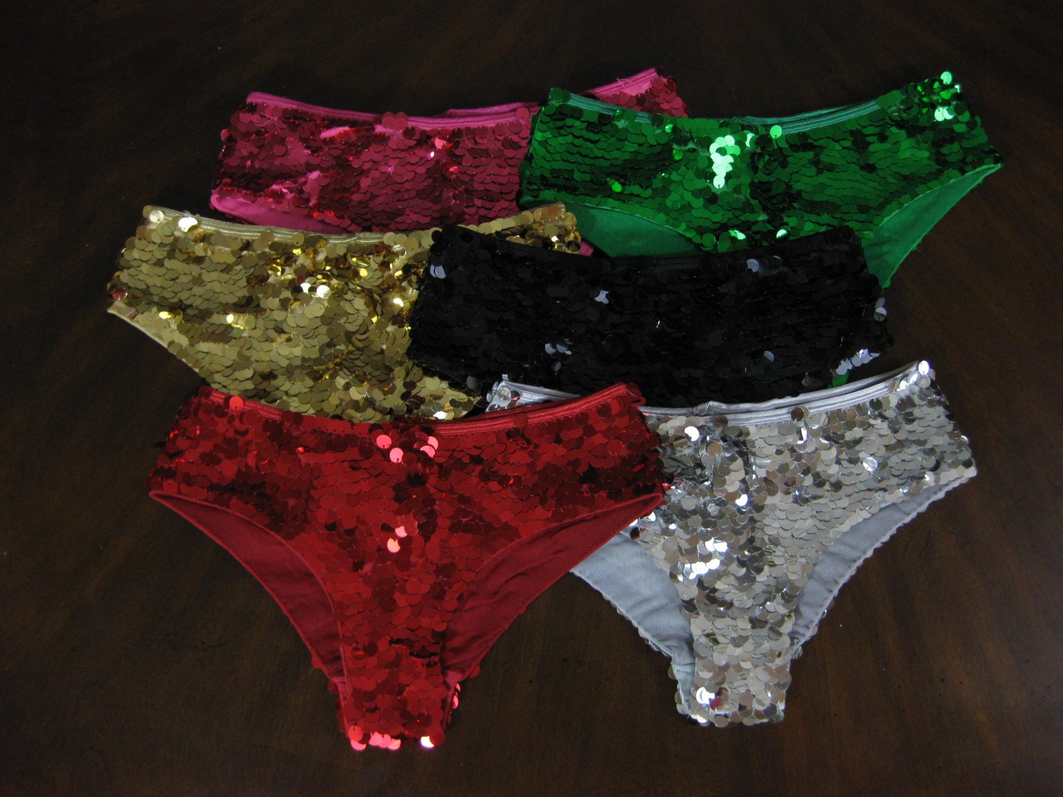 M/L Green Sequin Boy Shorts/Boyshorts Dance Brief