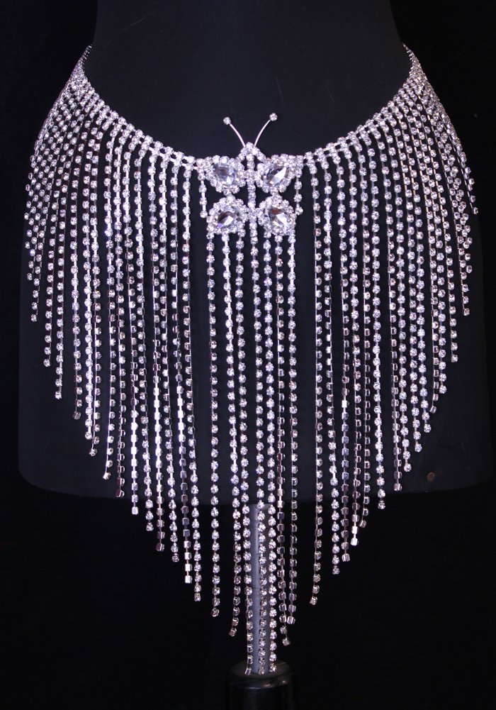 Crystal Rhinestone Fringe Skirt Belt Belly Dance Costume