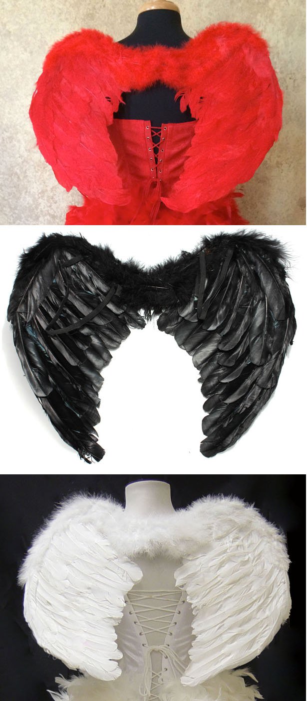 Medium Black Feather Angel Wings