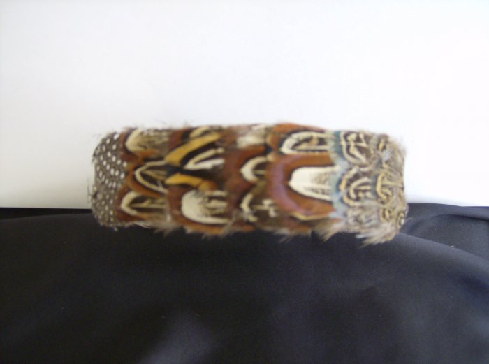 NEW FEATHER HEADBAND PHEASANT "ALMOND" 1.5" Width