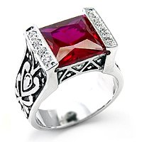 Ruby CZ, Rosette Setting / Size 6