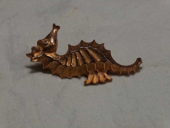 Signed Roma Seahorse Brooch