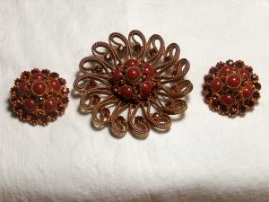 Signed Har Brooch and Earring Demi