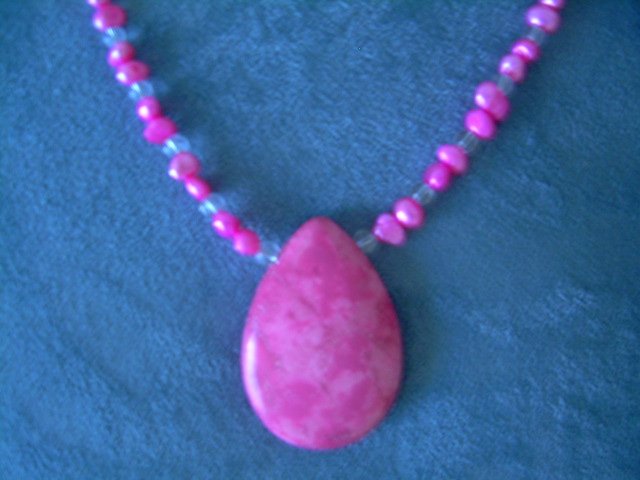 Handmade Beaded Necklace Fuchsia