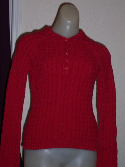 Red Aeropostale Slim Fit Button Down Hoodie - Medium