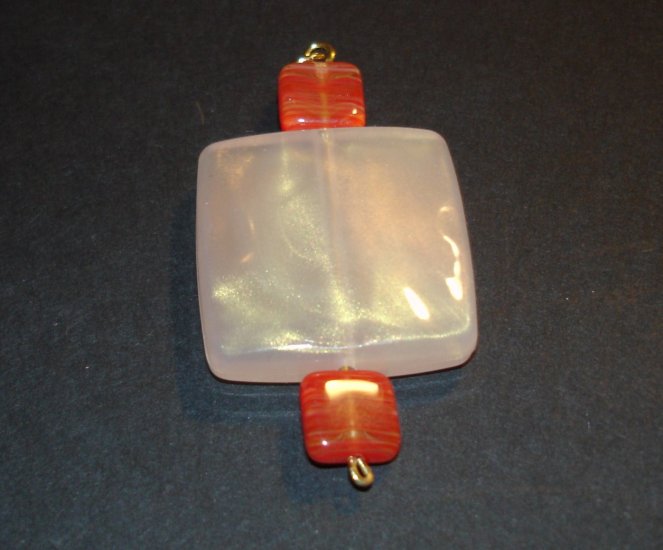 Red & Creme Squares Pendant