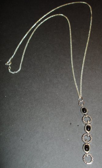 Silver & Black Ovals Necklace