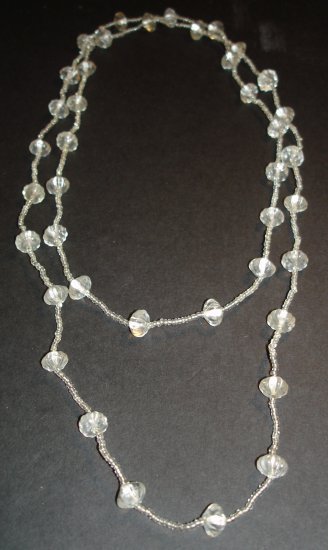 Clear Beaded Extra Long Necklace