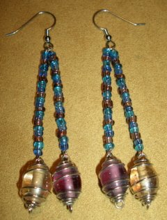 Blue & Purple Beaded Swirl Earrings