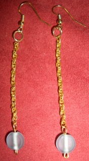 Gold & Blue Circle Dangle Earrings