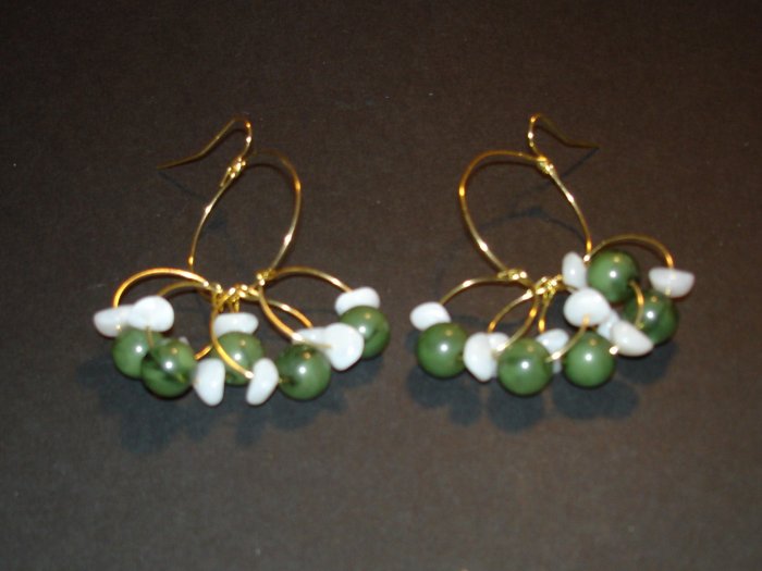 Gold & Green Chandelier Earrings