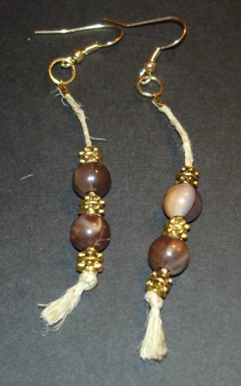 Gold & Brown Tribal Dangle Earrings