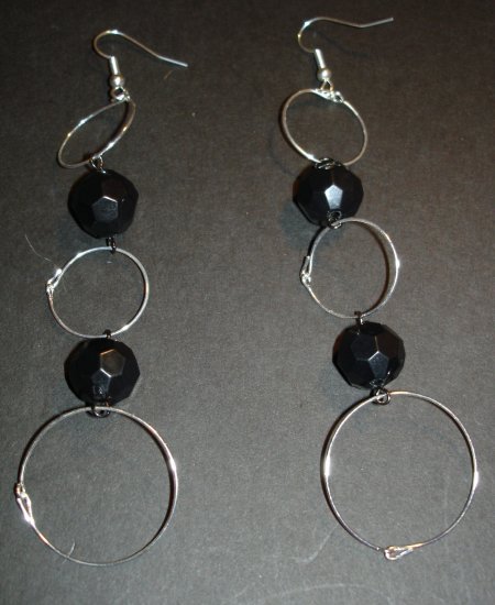 Silver & Black Beaded Dangle