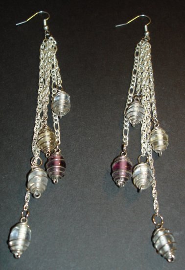 Silver Swirl Drop Chains Earrings