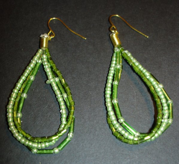Green Beaded Strands Earrings