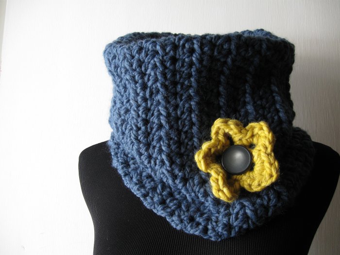 the flirty girl cowl in denim.
