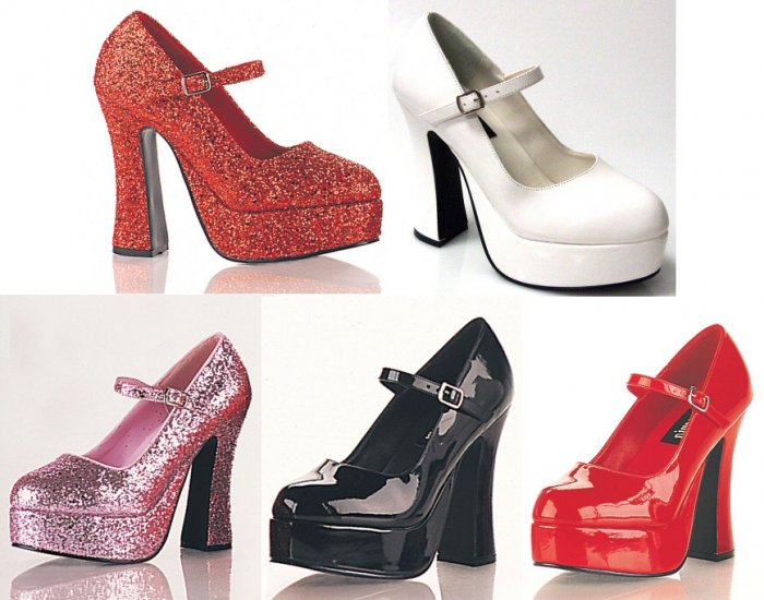 "Dolly" - Women's Mary Jane Style Chunk Heel Pumps/Shoes