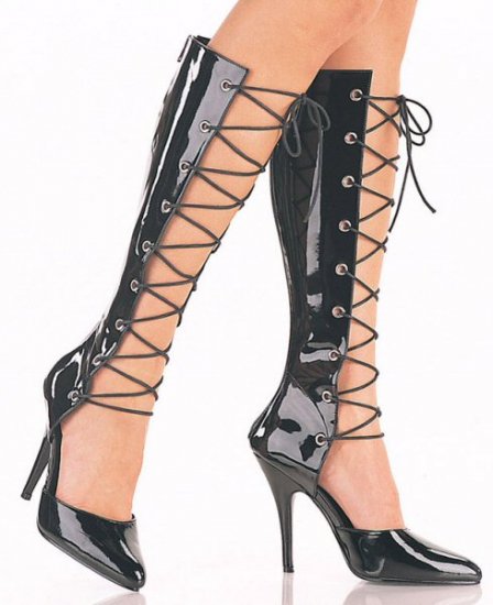 Seduce - Women's Knee High Boot with Open Front and Lace Up Tie