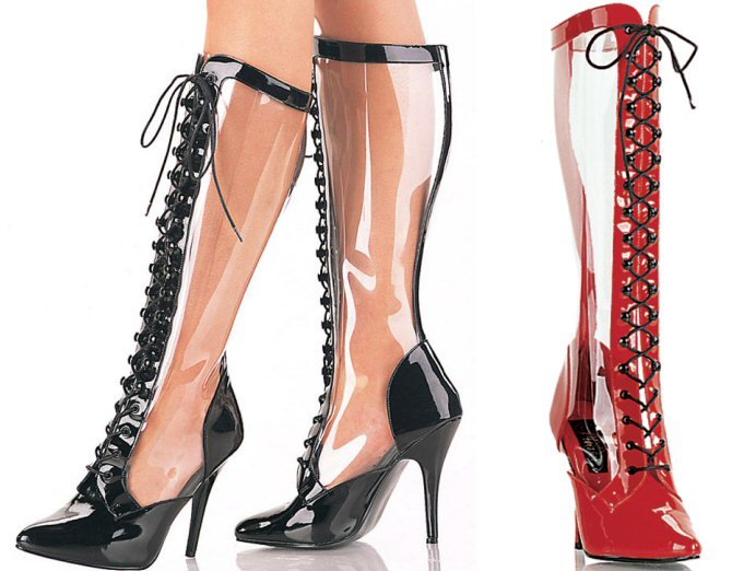 Seduce - Women's Knee High Boot with Clear Side Panels and Lace Up Front