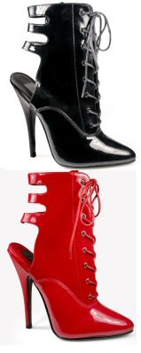 Domina - Women's Lace Up Open Heel Ankle Boot with Cut-Out Buckles