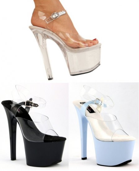 "Sky" - Women's Clear Ankle Strap Platform Spike Heel Shoes
