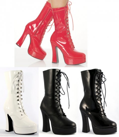 "Electra" - Women's Lace Up Chunk Heel Ankle Boot with Flame Pattern