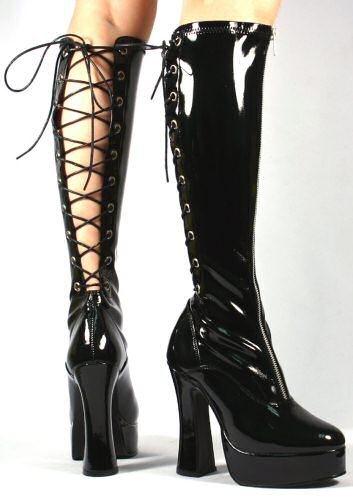 Electra - Women's Knee High Boot with Back Lace Up and Front Zipper