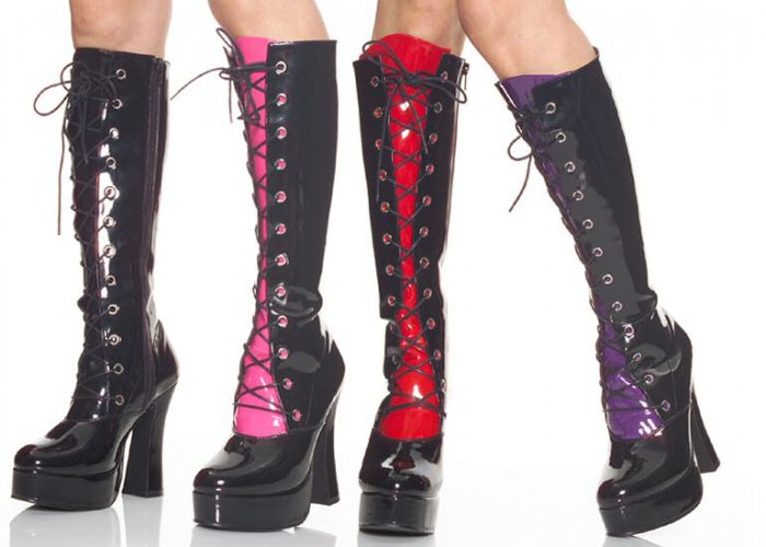 Electra - Women's Lace Up Knee High Boots with Interchangable Tongues