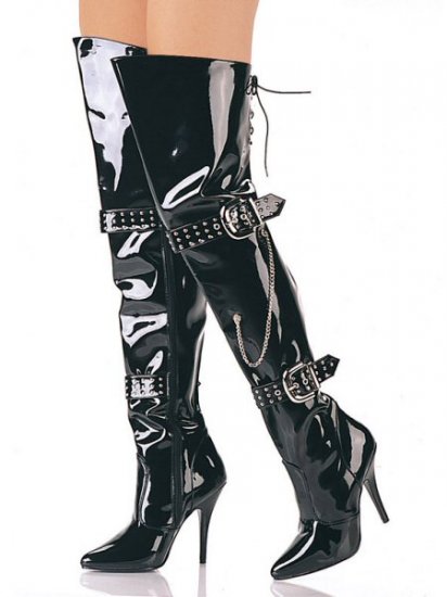 Seduce - Women's Thigh High Boots with Studded Strap and Buckle Accent