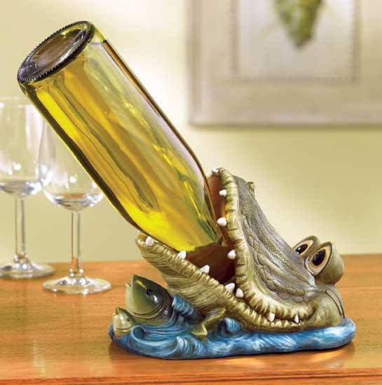 CROCODILE WINE BOTTLE HOLDER---Item #: 37998