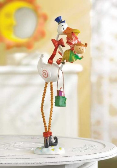 STORK W/BABY FIGURINE---Item #: 37613
