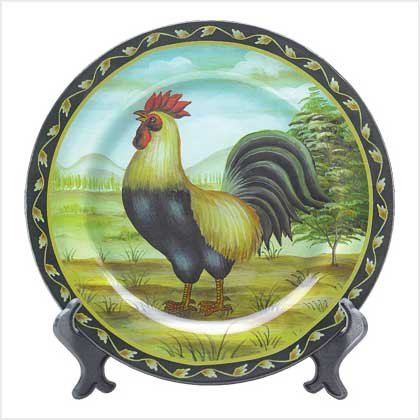 DECO ROOSTER PLATE W/ STAND---Item #: 38924