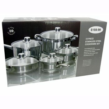 SUPERIOR 10-PIECE STAINLESS STEEL COOKWARE SET