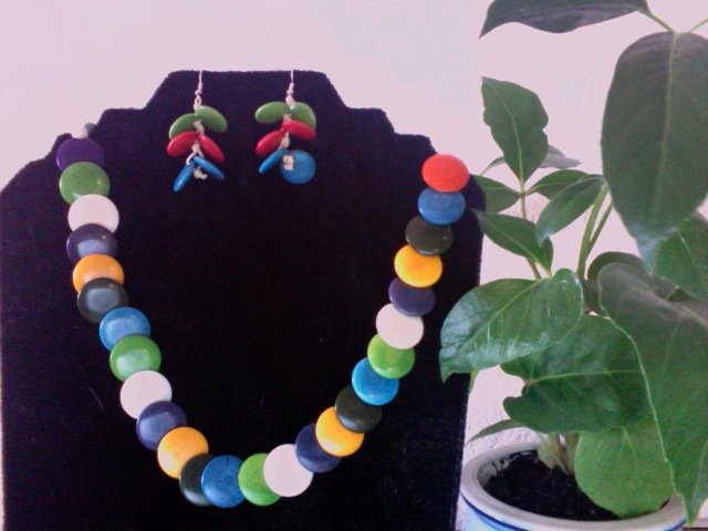 Necklace & Earrings- Multicolor Circle
