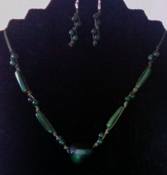 Necklace & Earrings- Forest Green