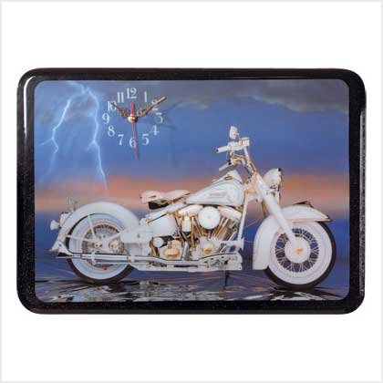 WHITE MOTORCYCLE CLOCK (FREE SHIPPING)