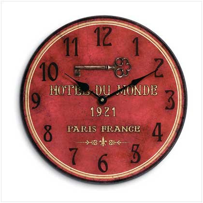 "HOTEL DU MONDE" WALL CLOCK (FREE SHIPPING)