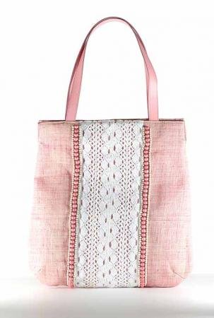 Figi Lace - Pink Straw Tote Bag