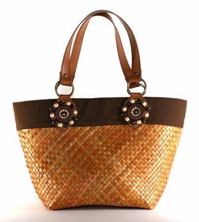 Kenya - Small Tote Bag w/ Brown Trim