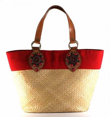 Kenya - Small Tote Bag w/ Brown Trim
