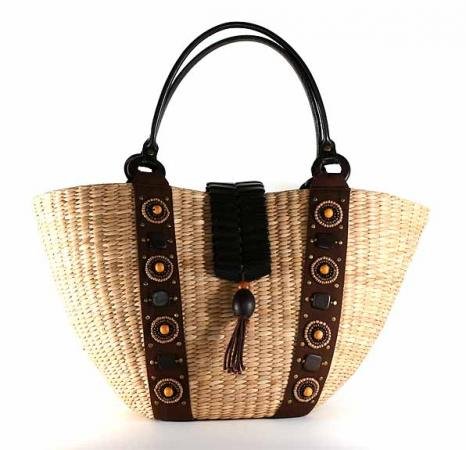 Gypsy - Staw Basket w/ Brown Fabric Trimmings