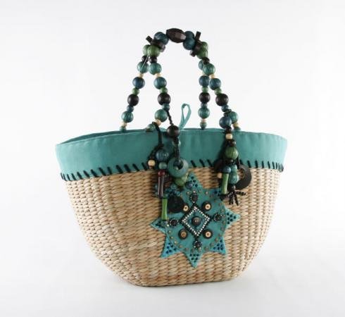 La Boheme - Straw Basket w/ Wood Beads