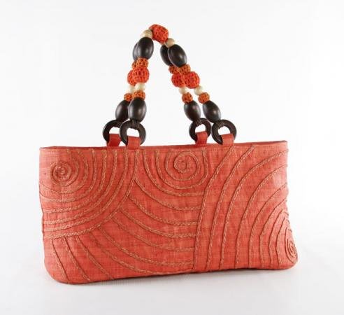 New Swirl - Hobo Bag w/ Raffa Embroidery and Crochet Wood Beaded Handle
