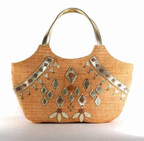Mirrors - Tote Bag w. PVC Applique and Wood Embellishment